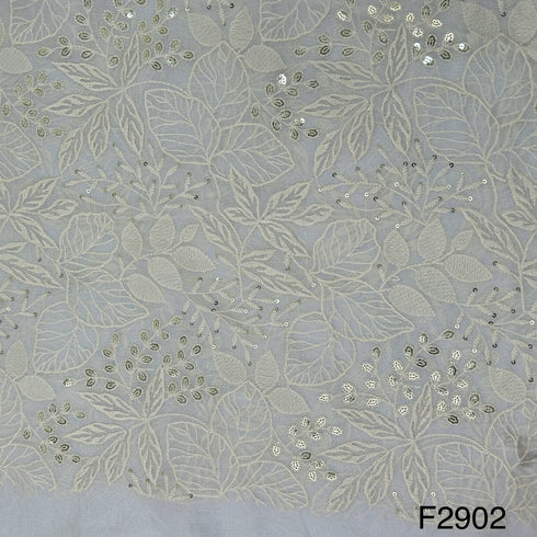 Dyeable Thread sequins Embroidered Georgette Fabric-F2902